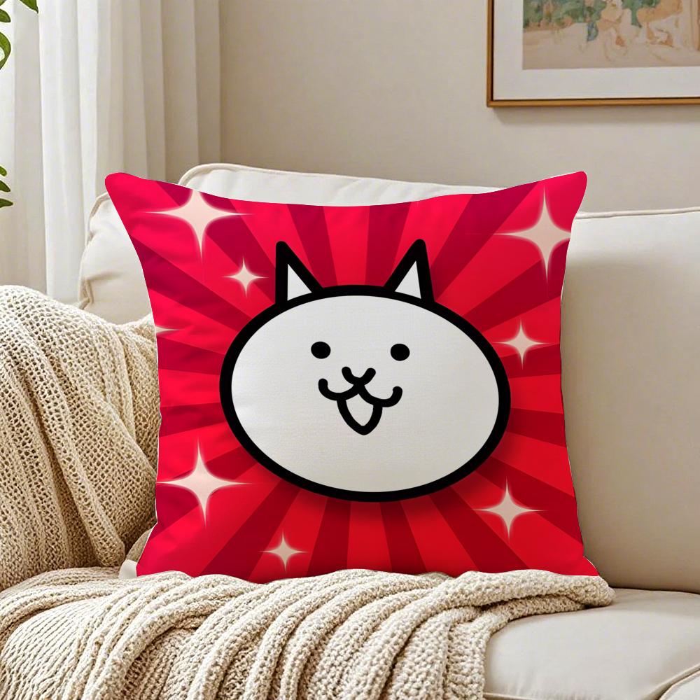Tower Defense Japanese Game BBattle Cats Cushion Cover Pillowcase Antidustmite living Room Sofa Decor Cushion Room