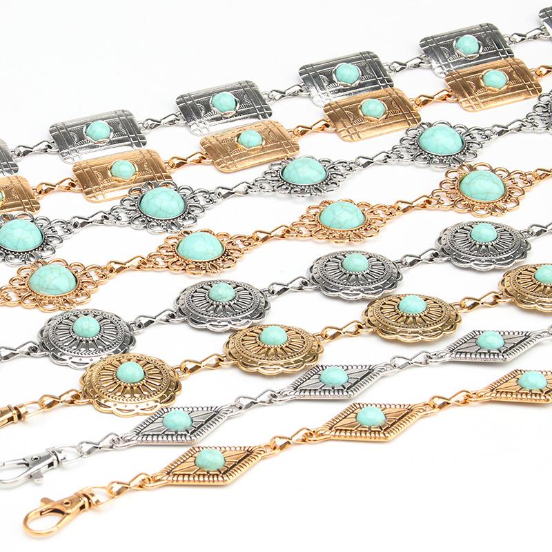 Vintage Metallic Waist Chain Women'S Dress Suit Accessories Agate Decorative Belt