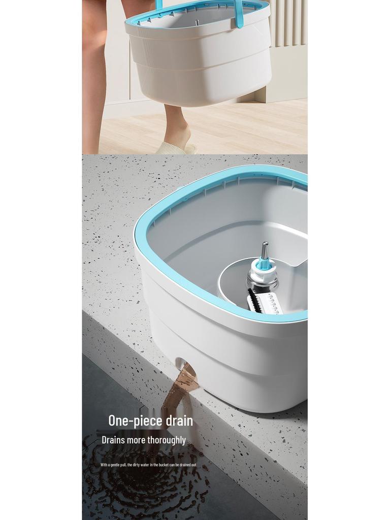 Швабра с ведром для разделения грязной и чистой воды и функцией отжима без рук: Ленивая вращающаяся плоская швабра для уборки дома.