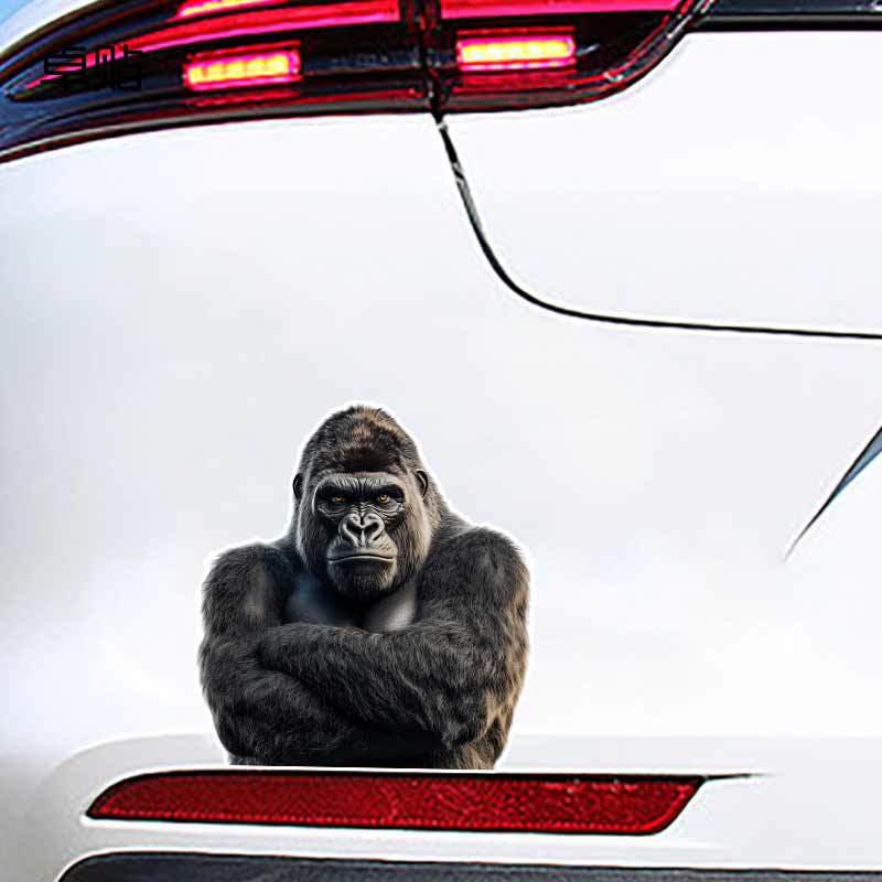 Funny Gorilla Crossed His Hands Car Sticker Waterproof Vinyl Decal on Bumper Rear Window Laptop Self-adhesive Decal For Car Accessories TM241