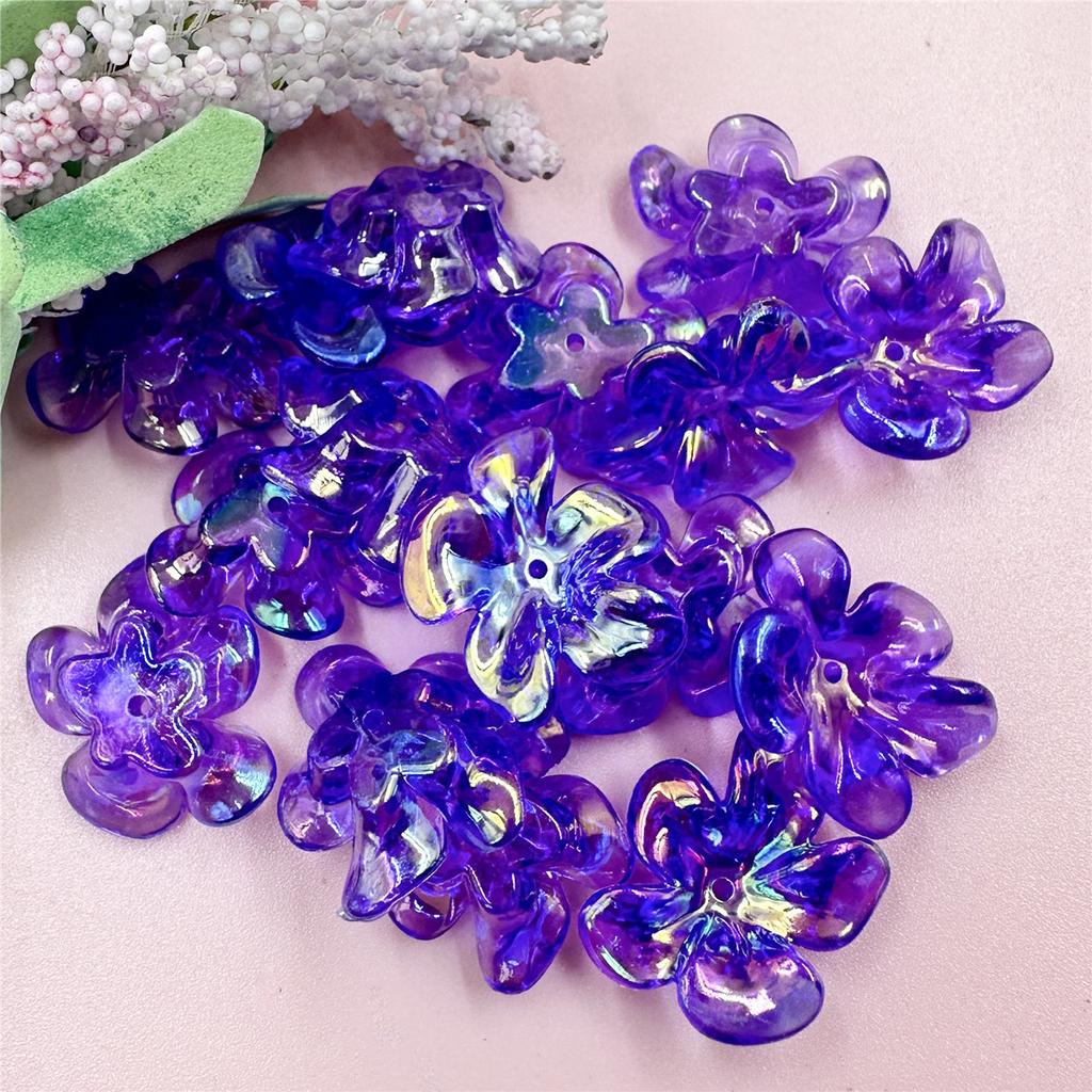 Hanmade Transparent DIY Handmade Materials 21.4*23.6mm Fashion Irregular Necklaces Jewelry Marking Acrylic UV Color Big Flower Beads 10pcs