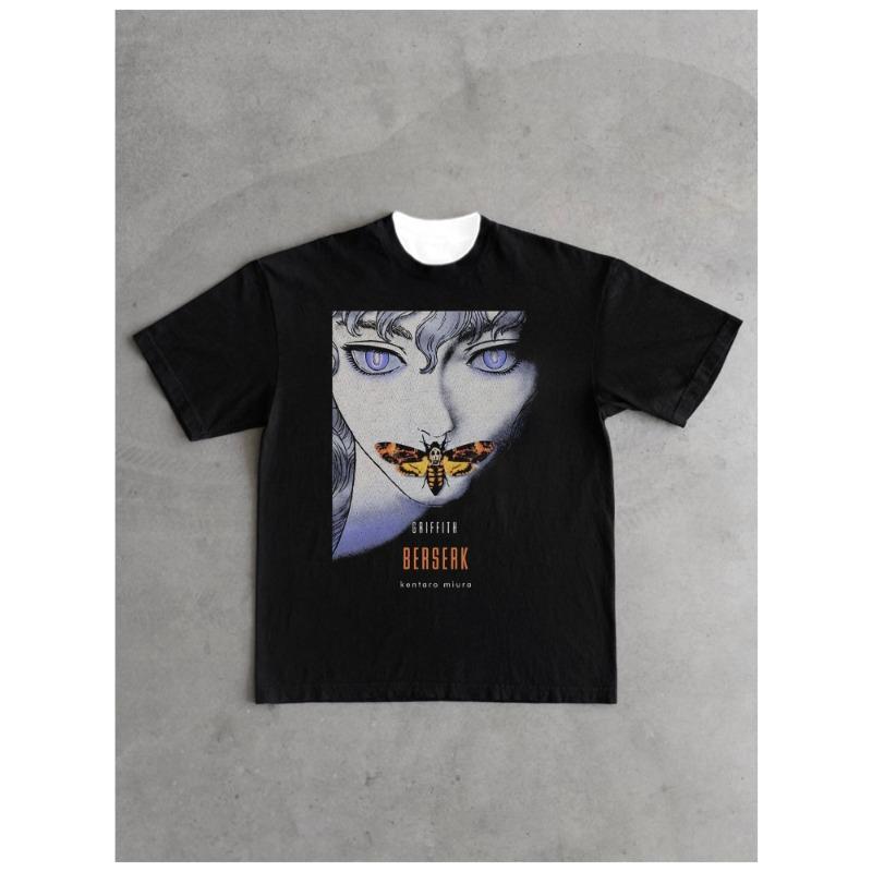 Berserk Sword Style Legend Griffith Movie Design Loose Cotton Printed Short Sleeved T-shirt for Men and Women