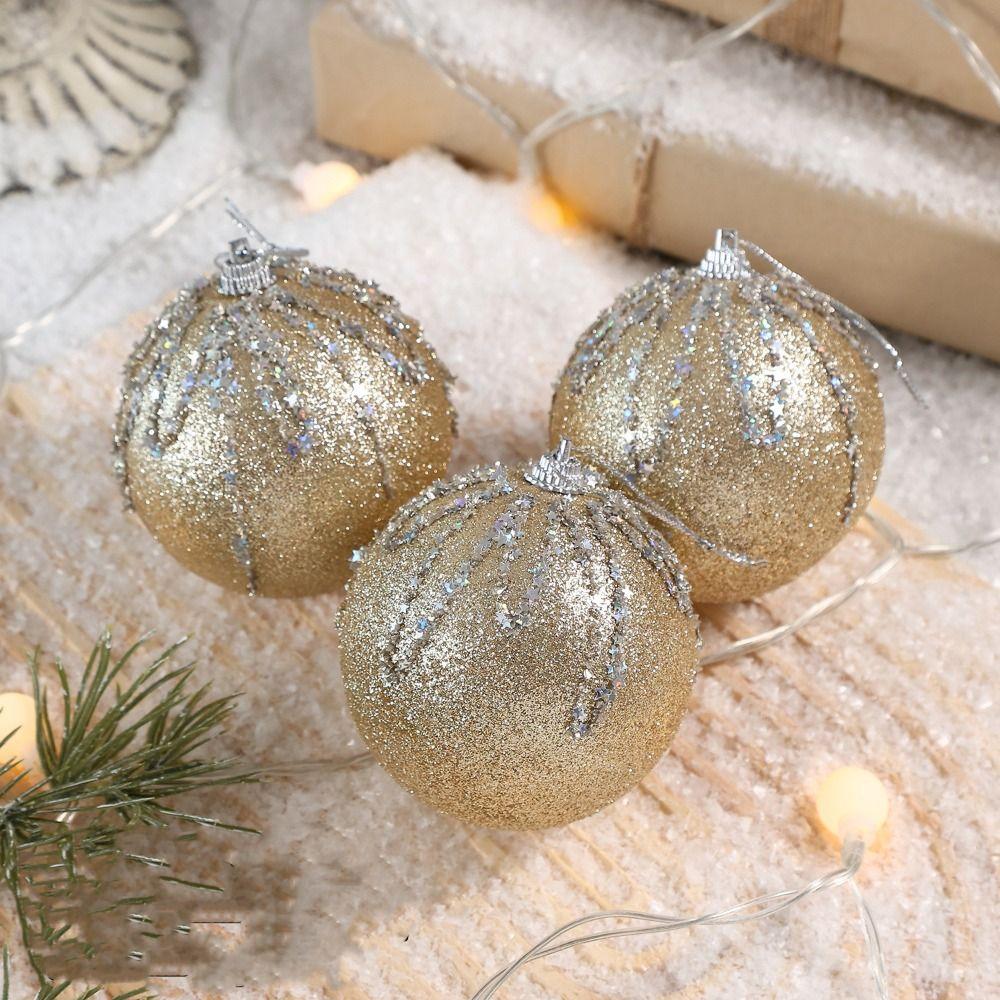 3 pcs/set Glitter Christmas Decoration Balls Multi-Color Xmas Tree Ornaments Party Decor