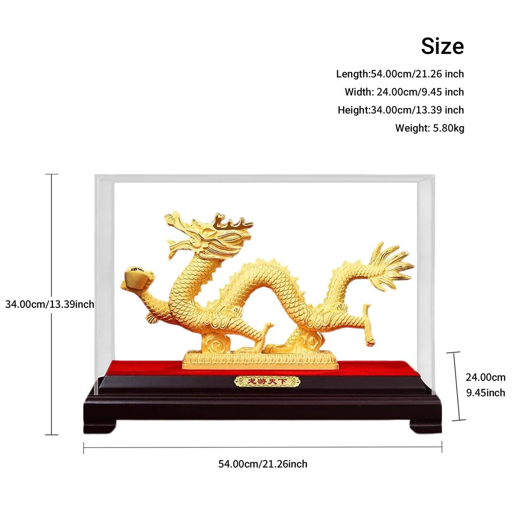 Majestic Soaring Dragon Global Conqueror Figurine, Premium Sandblasted Metallic Sandy Finish, Oriental Feng Shui Art Style Decor, Commanding