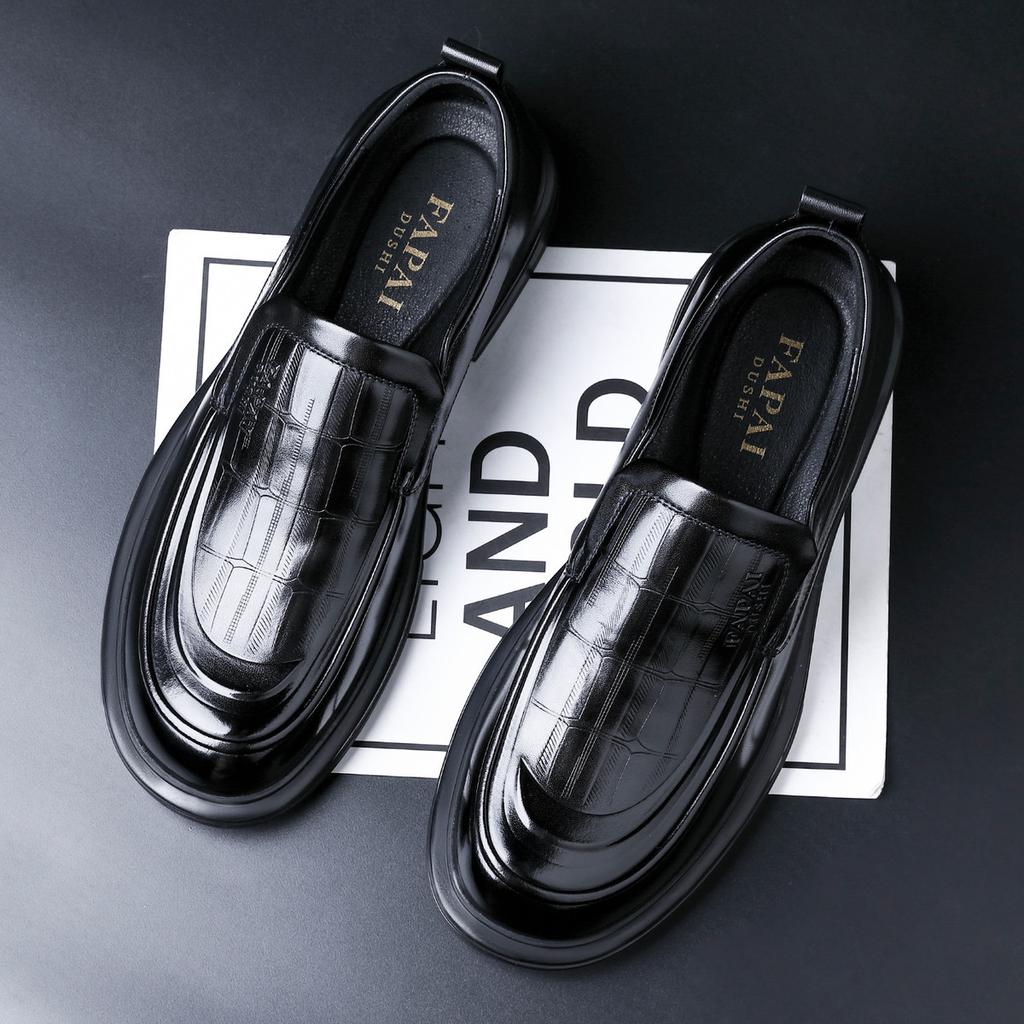 2025 men's casual leather shoes middle-aged and elderly genuine leather men's shoes first layer cowhide lazy one-pedal loafers trend