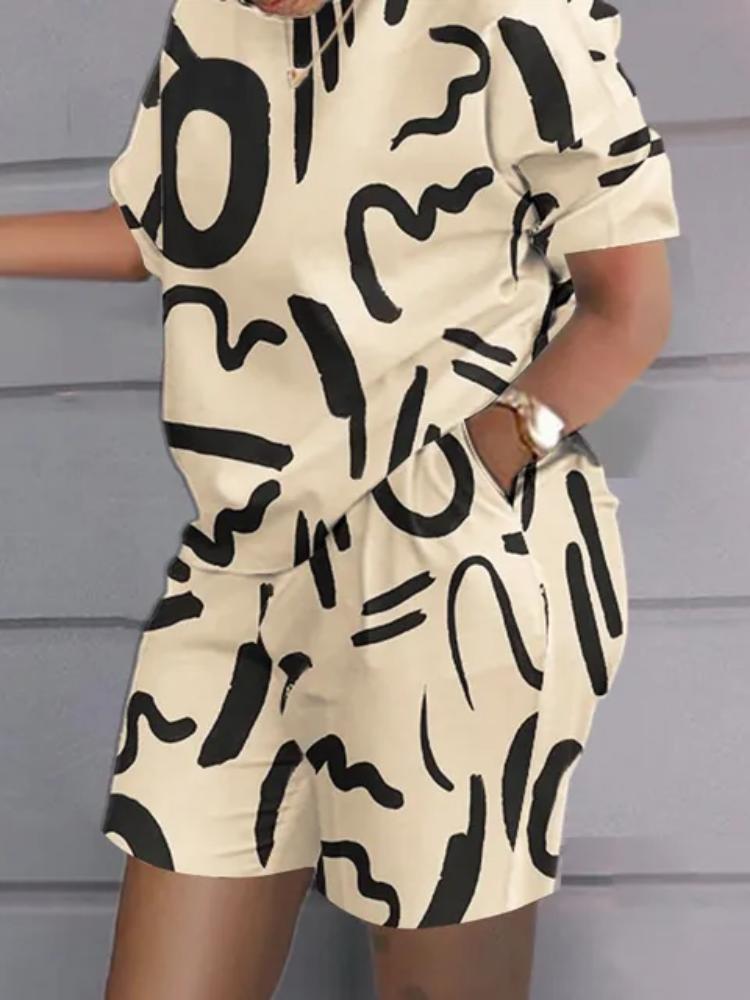 Повседневный топ и шорты, комплекты, повседневная футболка с коротким рукавом, женский летний комплект с градиентом и 3D принтом, карманные шорты, костюм, женская футболка, шорты