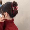 Lucky Red Flocking Shark Clip Creative Chinese New Year Hair Grab Fashion Wealth Hair Claw  Daily