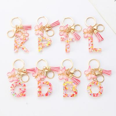 Эпоксидная смола AZ Dreamy Sequin Letters брелок для женщин кисточка бабочка кулон инициал брелок сумка подвески автомобильный брелок