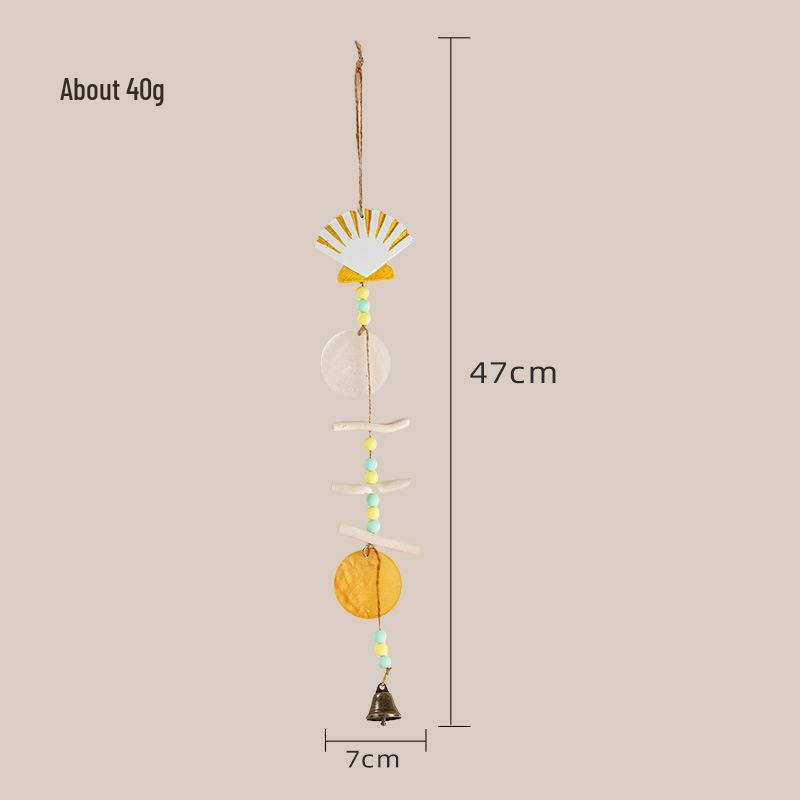 Mediterranean Handmade Wooden Starfish and Shell Wind Chime Pendant for Seaside Decor