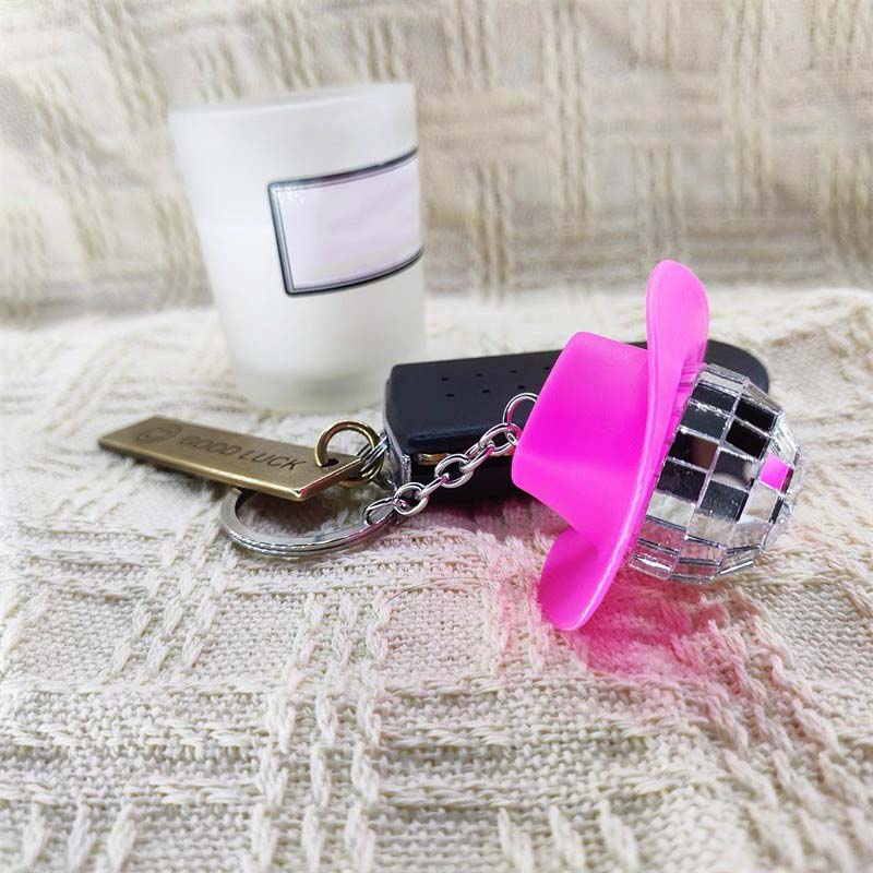 WTEMPO Ковбойская шляпа Мини диско-шар Брелок Блестящий Брелок-подвеска в виде диско-шара DIY Ретро набор брелоков Ключ от машины/Ключ от двери/Сумка Рождественская елка Декор Подвеска