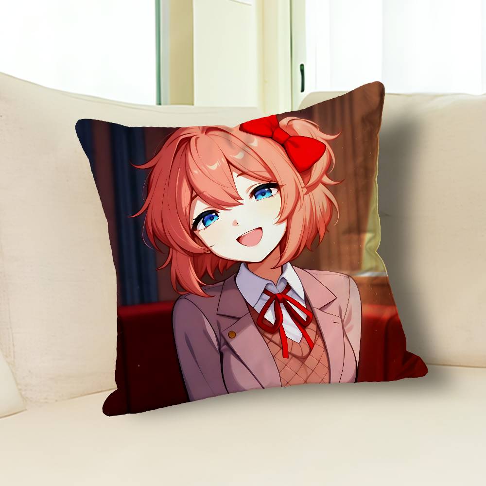 Милые чехлы для подушек S-Sayori DDLC для спальни, гостиной, дивана, домашний декор, полиэстеровый чехол для подушки на молнии