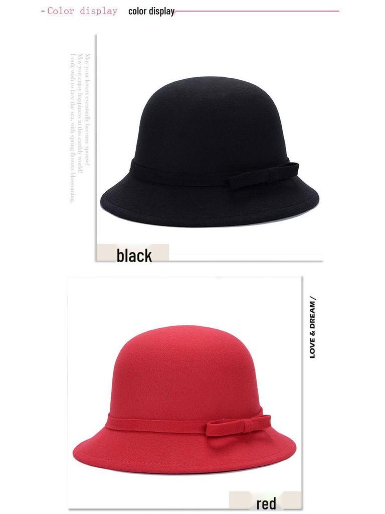 Корейская элегантность: Женская осенне-зимняя теплая фетровая федора с полосатым бантом