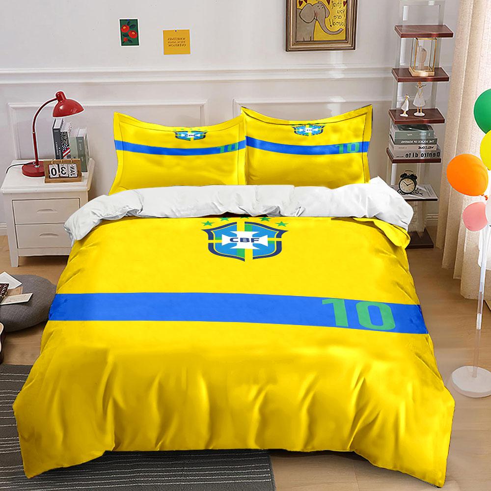 Yellow, blue stripes, CBF emblem. Bedding sets Duvet cover sets Duvet covers Pillowcases(1*Duvet Cover 2*Pillowcases without duvet insert)