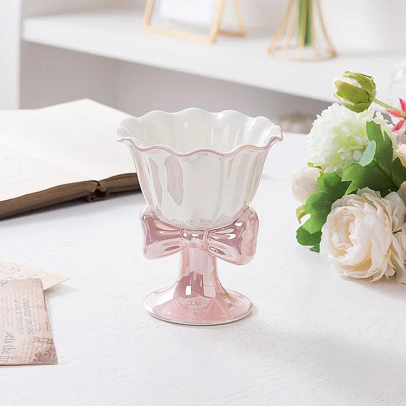 Керамические кружки с мультяшным галстуком-бабочкой, милая кружка, бокал для кофе, мороженого, десерта, чашки для подарков на День святого Валентина, для дома, офиса, вечеринки, чашки для салата, поднос