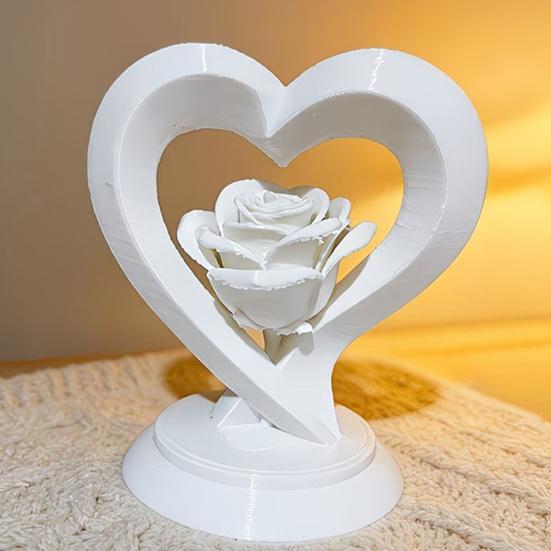 Фигурка Розовое Сердце, 3D-печатная скульптура Сердце, Романтический Декоративный Орнамент для Стола, Полки, Центральный Элемент