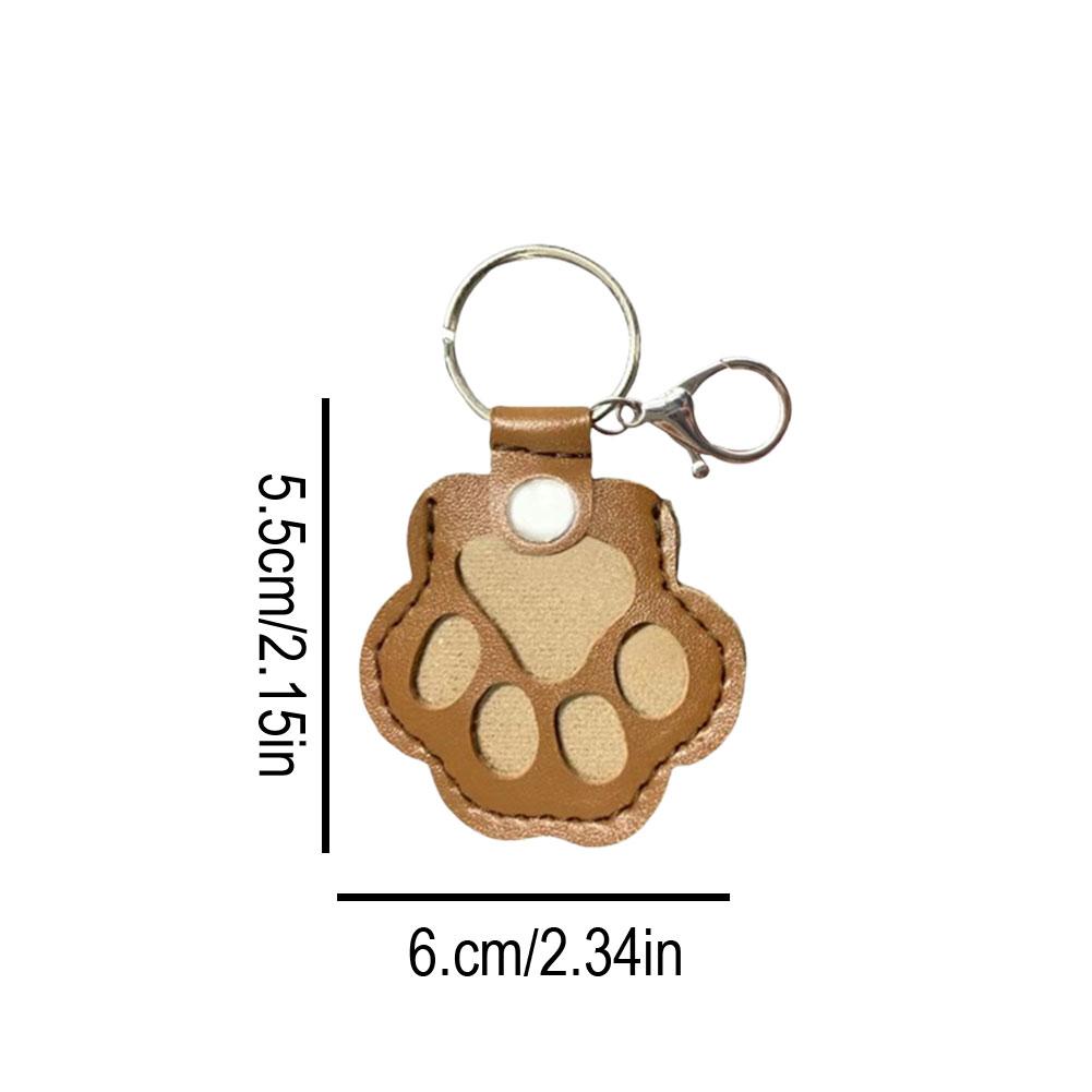 Cute Cat Claw Hair Keychain Creative Puppy Pet Hair Storage Bag Keyring PU Leather Dogs Paw Pendant Hanging Accessory