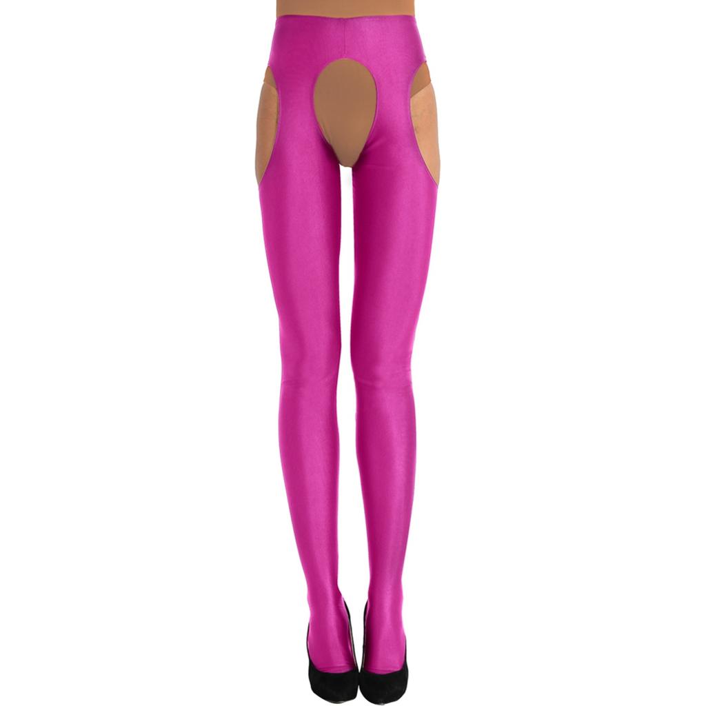 Женские сексуальные колготки без вырезов, бесшовные полые колготки с открытой промежностью, блестящие шелковые чулки