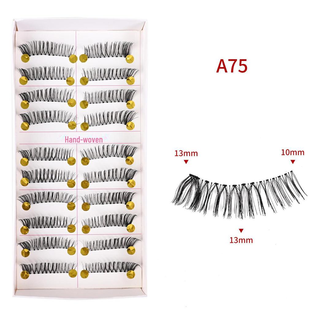 217 накладных ресниц ручной работы - 10 пар, натуральный стиль, перекрестный хлопковый стержень для сценического макияжа