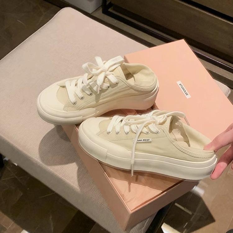 Виноградная мать studiolee 2025 новые летние парусиновые туфли с маленьким круглым носком, на который можно наступить, на шнуровке, низкий верх, повседневный стиль