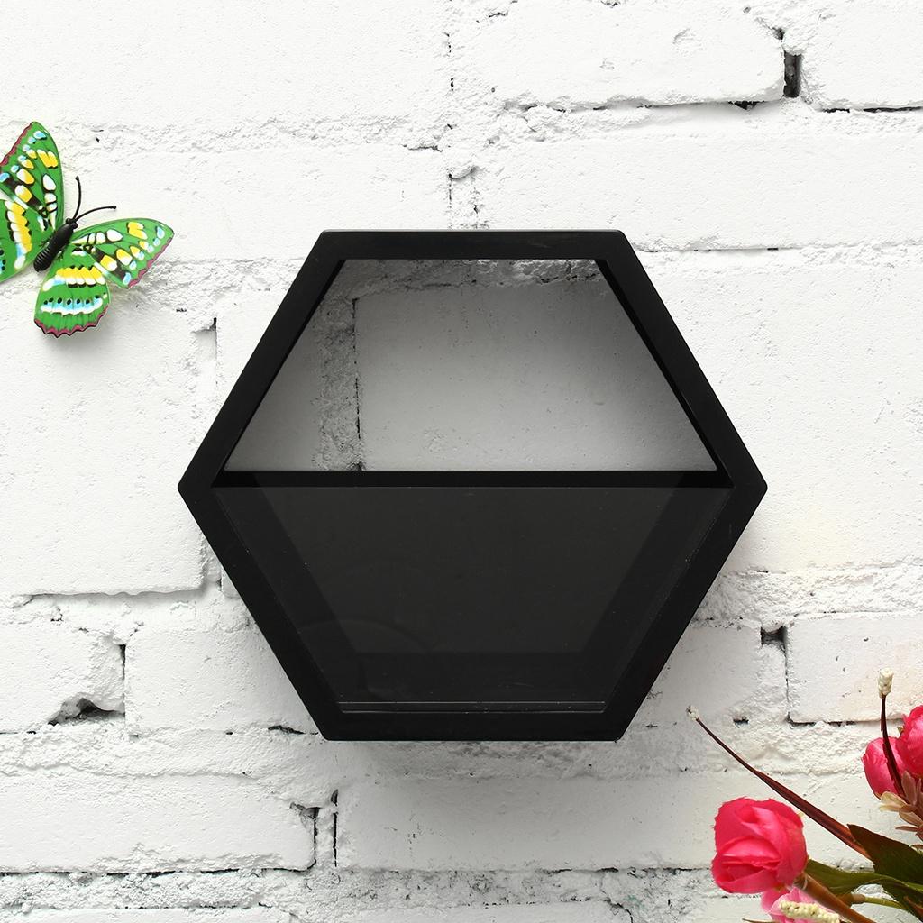 Скандинавский стиль Деревянный декор Настенный шестиугольный каркас Цветы Книги Игрушки Горшок Полка-держатель для хранения Дисплей для фигурок Полки для поделок