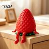 Creative Office Desk Organizer 3D Printed Articulated Strawberry Storage Box, Cute Figurine with Movable Joint Action Figure Limbs, Mini Trinket