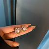 2024 New Charm Double Looped Pearl Shiny Zircon Stud Earrings for Women Classic Simple Fashion Wedding Bride Jewelry Accessories