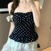 Slim Fit Y2k Dot Crop Top Sleeveless Women Camisole Fashion Halter Ruffle Vest Top  Summer