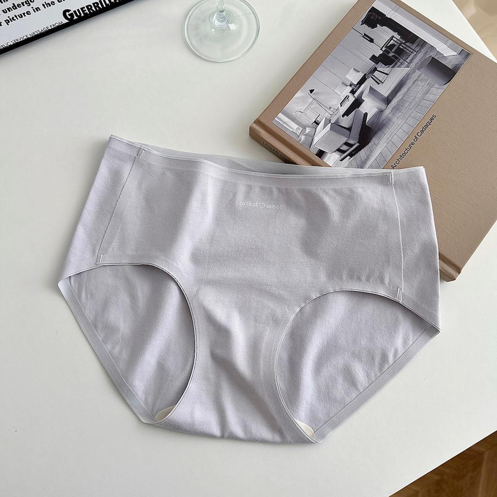 Women Mid Waist Pure Cotton Seamless Antibacterial Breathable Solid Panties
