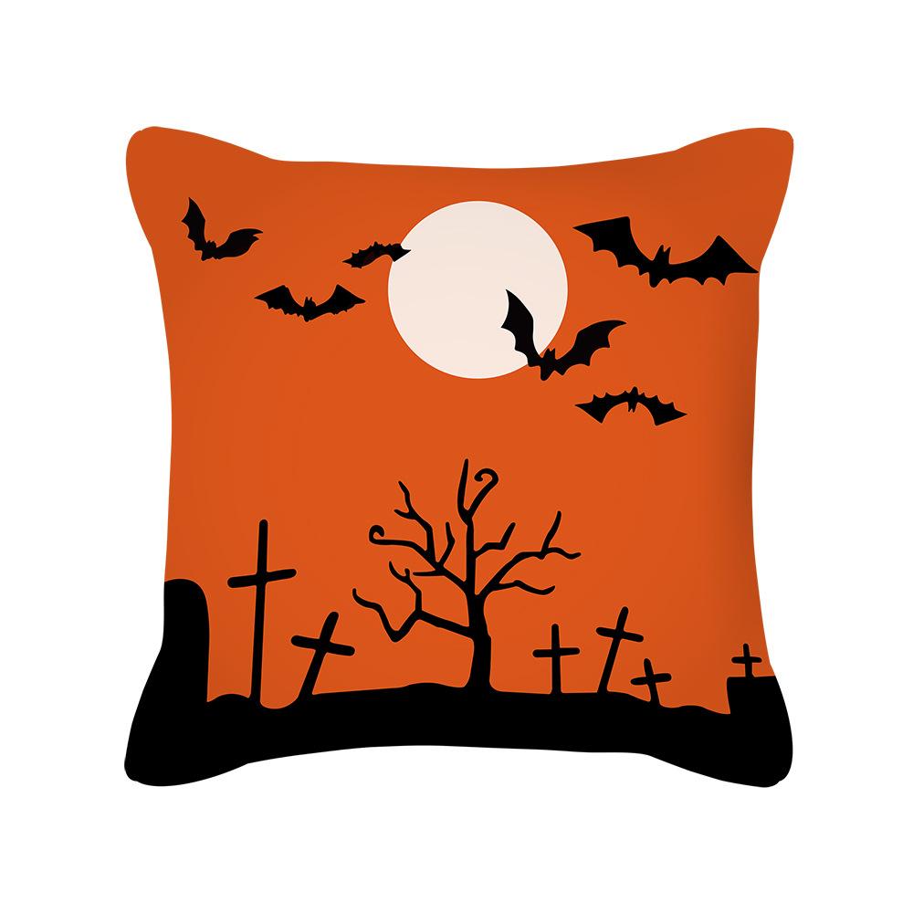 Halloween Cartoon Pumpkin Moon Bat House Decoration Pattern Pillowcase Bedroom Living Room Sofa Cinema Car Garden Pillowcase