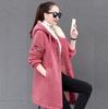 Women Patchwork Teddy Bear Coat, Ladies Casual Hooded, Long Sleeve Fleece Jacket, Loose, Warm, Thicken Jacket