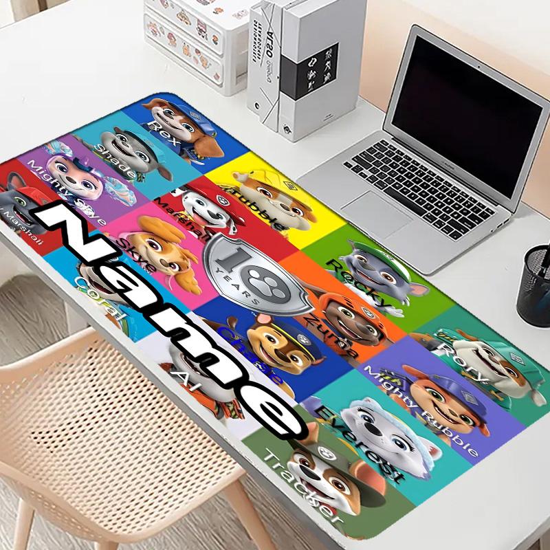 Custom Name Personalized PAW Patrol Pattern Mousepad, Laptop PC Desk Mat, Decorative Desk Mat for Home Keyboard Pad Gift