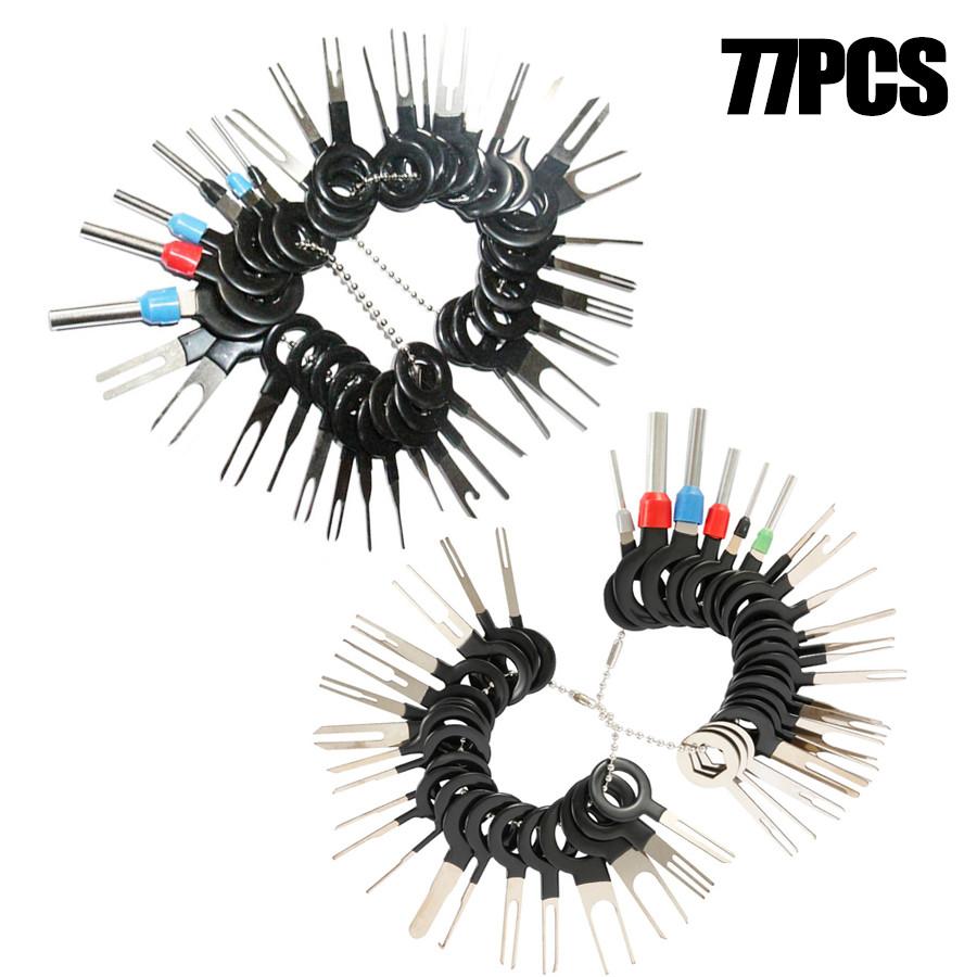 77PCS Wire Terminal Removal Tool Car Electric Wiring Crimp Connector Pin Pusher
