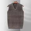 Men's Autumn Knitted Vest Middle-aged and Elderly Dad Loose Bottoming Shirt Grandpa with Sleeveless V-neck Sweater Man
