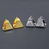 Saijia Geometric Metallic Triangle Stud Earrings - European & American Style, French Light Luxury, Niche High-End Design.