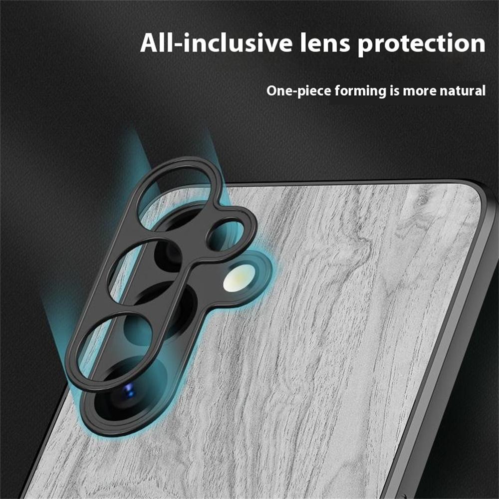 For Samsung Galaxy A16 5G/A16 4G Case Wood Texture Leather Coated TPU Phone Protective Cover