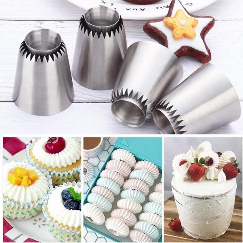 1/2Pcs Reusable Stainless Steel Icing Piping Nozzles Pastry Tips Kitchen Cookies Cupcake Decorating Nozzle Cream Making Tools