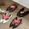 Inner Height Increase French Rhinestone Word Belt Mary Jane Shoes Women's 2025 Summer New Shallow Single Shoes Flat Shoes Small Leather Shoes