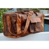 Men Genuine Goat Leather 24" Brown Duffle Travel Gym Weekend Overnight Bag