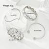 Винтажный Бохо Преувеличенная Роскошь Сердце Геометрический Дизайн Широкий Металлический Серебряный Браслет-Браслет Набор Для Женщин Повседневное Ношение Украшения Подарки