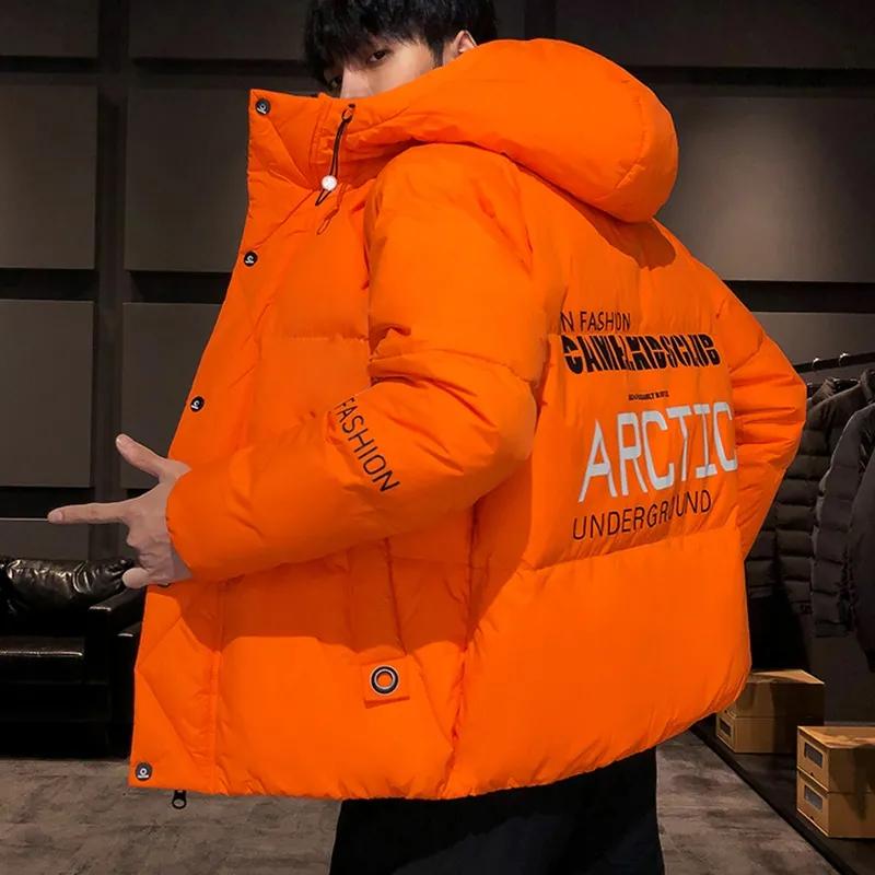 Winter Men's Hooded Padded Jacket Fashion Trend Flannel Baggy Pockets Waterproof Padded Jacket