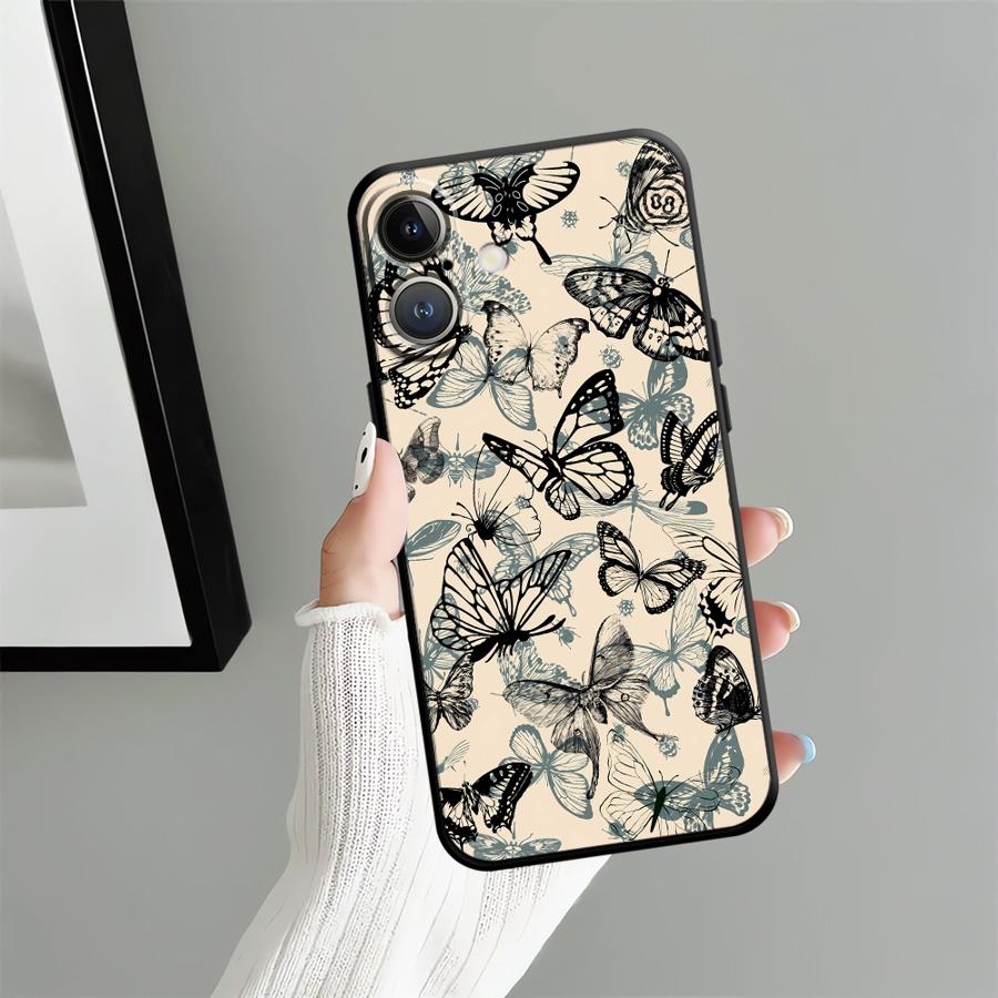 Чехол для Apple iPhone 17 Pro Max 12 11 16 14 13 XR XS MAX Air 15 Pro 7 8 Funda Чехол для телефона Ретро Бабочка Цветок