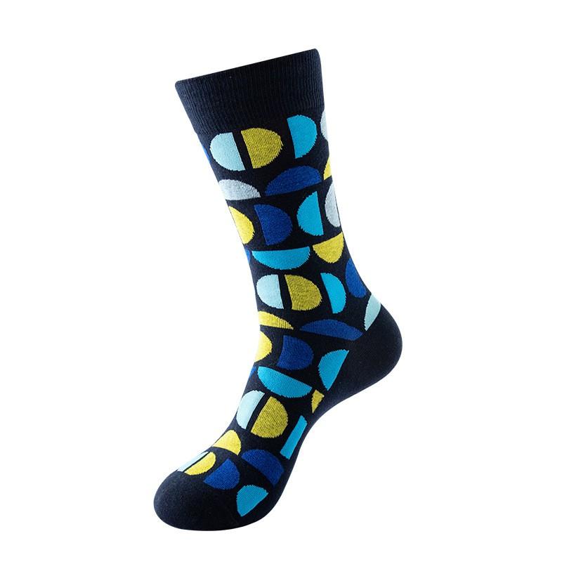 Geometric Cotton Crew Socks Men Women Breathable Anti-Odor High-Cut Casual