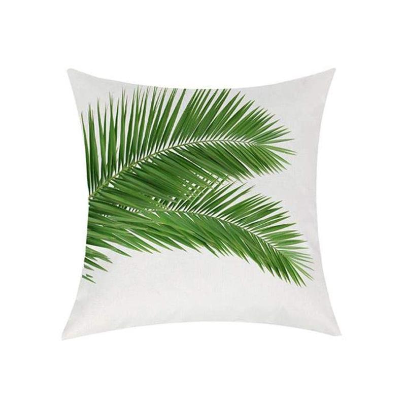 Simple Modern Green Leaves Tropical Plant Series Linen Pillowcase Nordic Small Fresh Style Cushion Cover