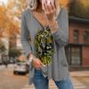 Women Autumn Flower Tiger Printed Long Sleeve T-Shirts Loose V-Neck Plus Size Tee Shirt Tops Comfy Blouse