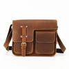 Men's Crazy Horse Leather Crossbody Bag - Genuine Leather Messenger & Multifunctional Computer Briefcase