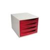 Caisson De Bureau - ECOBOX - 4 Tiroirs - Gris/framboise Transparent - Plastique - Résine