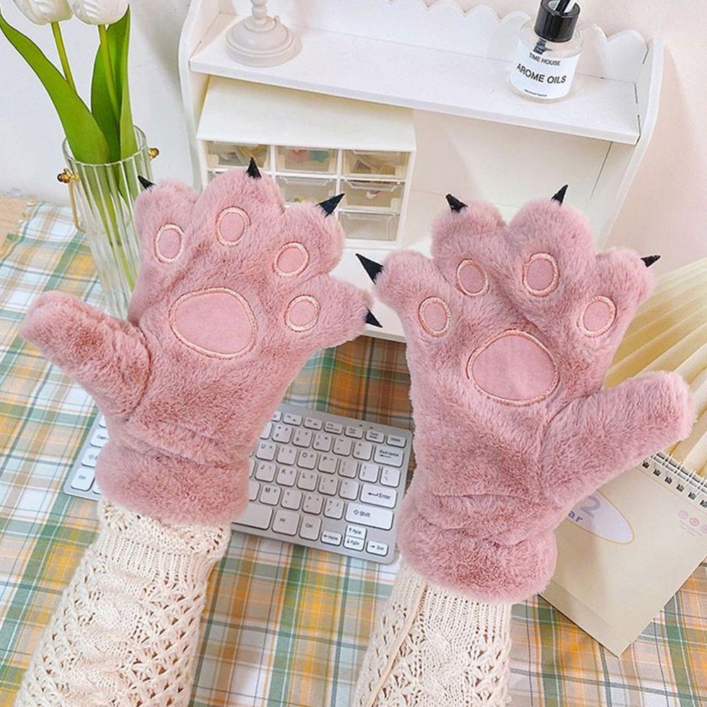Plush Furry Mittens Bear Paw Animal Gloves Fashion Cat Paw Gloves Cosplay