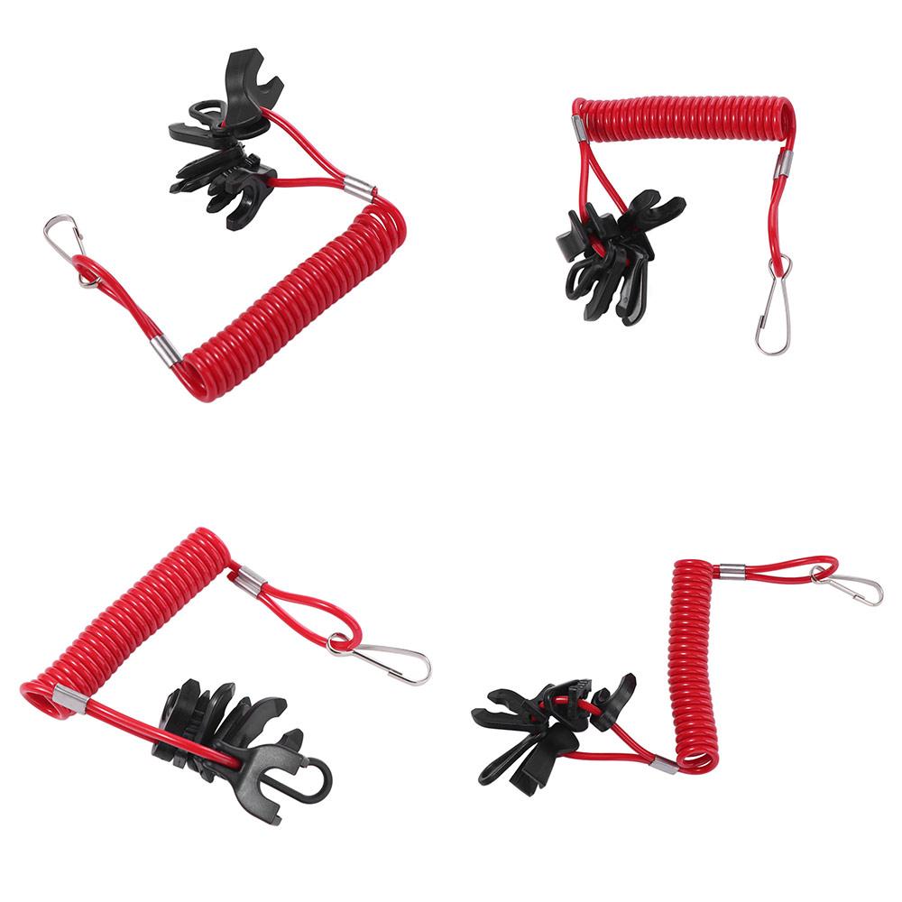 Red Kill Switch Key Lanyard Tether Cord Stretchable Boat Outboard Engine Kill Stop Switch Boat