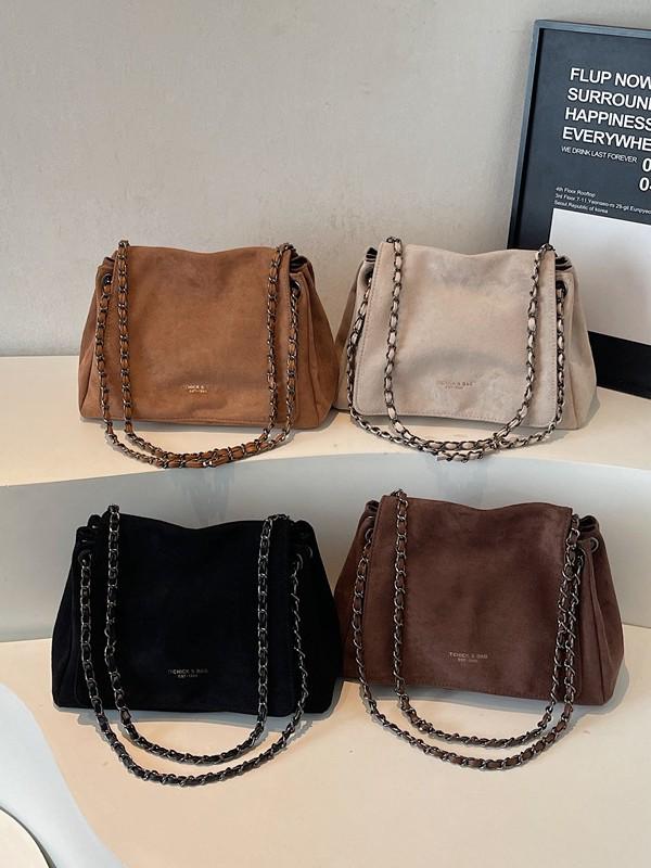 2025 Осень/Зима Ретро Матовая Женская Универсальная Сумка на Одно Плечо с Цепочкой