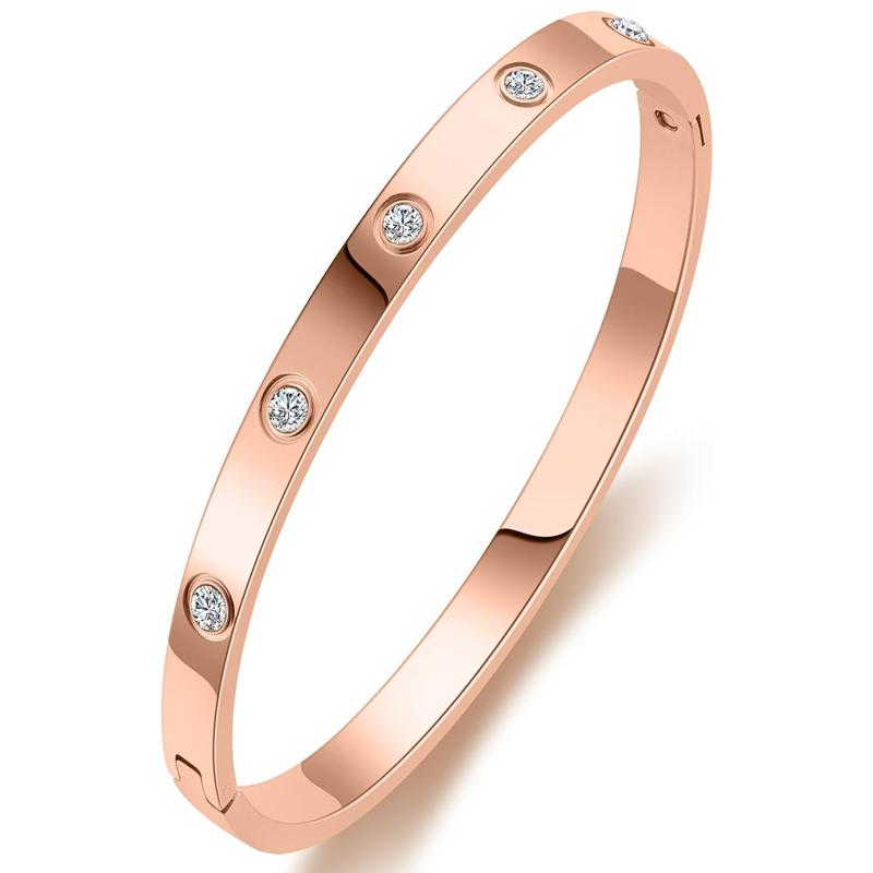 Браслеты с камнями фианита из нержавеющей стали, ювелирные изделия, подарки для женщин, девочек-подростков